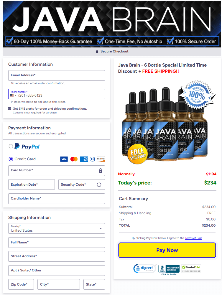 Java Brain Official Website Secure Order Page